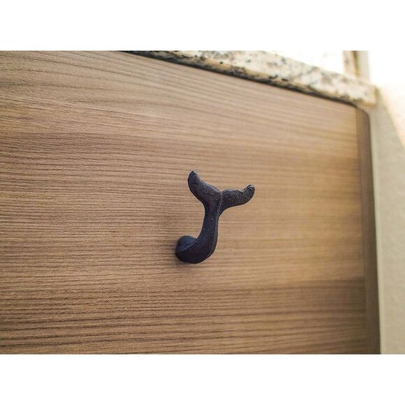 Navy Blue Cast Iron Whale Tail Drawer or Cabinet Door Pulls Set of 12 - Picture 6 of 9